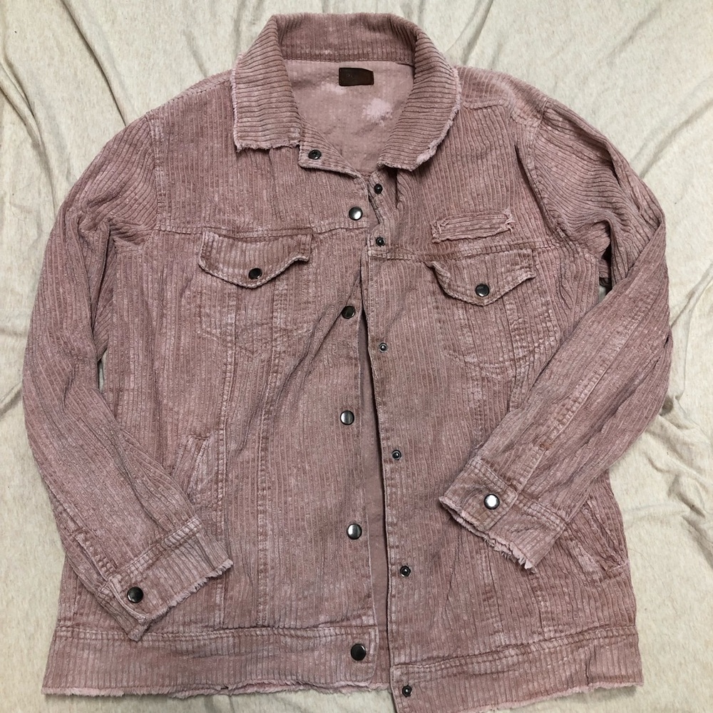 POL Pink Corduroy Jacket size Medium Grunge Raw Edge